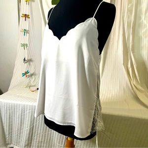 Sugar + Lips White Lace Cami Tank Blouse.